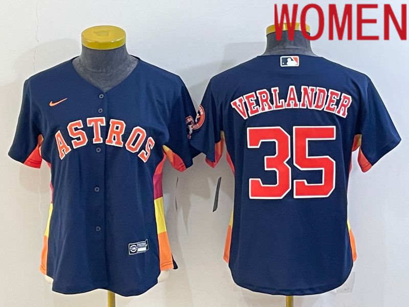 Women Houston Astros #35 Verlander Blue Game Nike 2022 MLB Jersey->women mlb jersey->Women Jersey